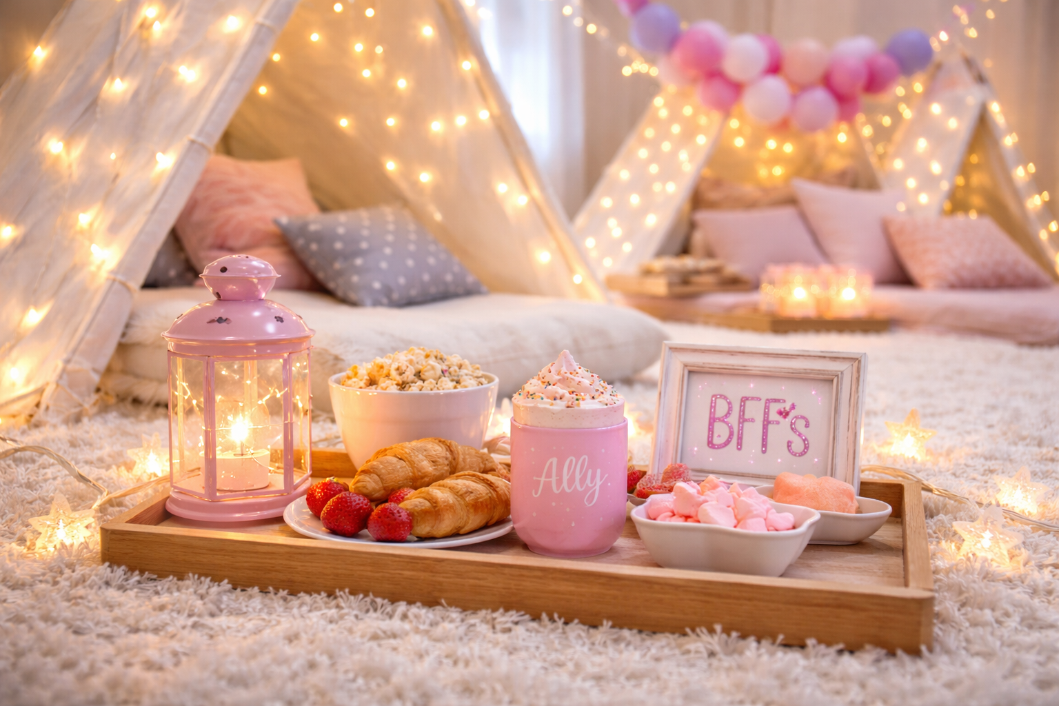 Sleepover styling with trays and decor